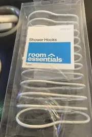 Shower Curtain Rod Hooks 12pc NEW Clasp White Room Essentials Bathroom Target