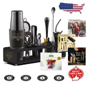 Indestructible Mixology Cocktail Shaker Set - 20-Piece Bartending Kit in Black