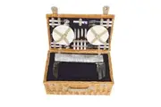 Home Ascot Natural Deluxe Wicker Picnic Basket, 4 Set