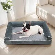 [PawfectFriend] Orthopedic Dog Bed with Bolstered Sides- Plush Foam Mattress for Large, Medium & Small Dogs- Washable Cover, Non-Slip Bottom, Water-Resistant Liner- Cozy Pet Sofa (L - 75 * 50 * 14 cm)