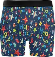 [ZZXXB] Birthday Star Mens Boxer Briefs Stretch Breathable Underwear Fly Front with Pouch S-XXL