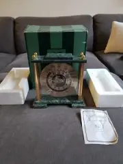 Bombay Company VTG Green Marble Brass World Travel Mantle Clock Quartz Airplane