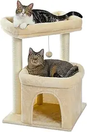 PAWZ Road Cat Tree Cat Tower with Full Wrapped Sisal Scratching Posts Suitable for Medium to Large Cats Beige