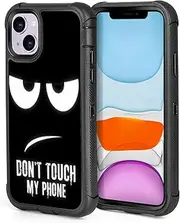 XWMHHP Compatible with iPhone 15 Case Funny Dont Touch My Phone Design for Men Boys Kids, 3-Layer Rugged Shockproof Hard Plastic Bumper +Soft Silicone Rubber Heavy Duty Protection Cover
