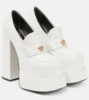 [Versace] Versace Aevitas leather platform loafer pumps AU 9 white