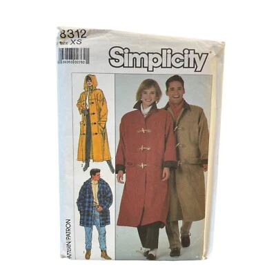 Simplicity Sewing Pattern 8312 Coat Jacket Lined Unisex Adult Size XS