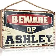 Funny Man Cave Signs Beware Of Ashley Wooden Sign Man Cave Furniture Funny Bathroom Signs Wall Decor (Size : 15X28CM)
