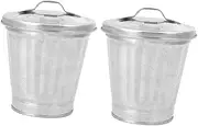 Zerodeko 2pcs Mini Trash Can Outdoor Trash Can Cars Toy Pan Garbage Waste Trash Can Outdoor with Lid Tins Miniature Trash Car Trash Cans Desktop Trash Can Small Trash Can Galvanized Iron