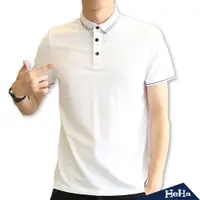 在飛比找蝦皮商城優惠-【HeHa】 條紋邊彈性短袖POLO衫 二色(黑 白)商務 