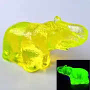Art Deco Uranium Glass Elephant Figurine Vaseline Yellow Glass Statue Animal