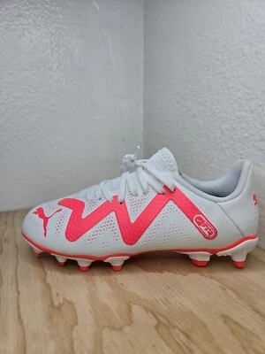 Puma FUTURE PLAY FG /AG Soccer Cleats Kids White Fire Orchid 107388-01 #104