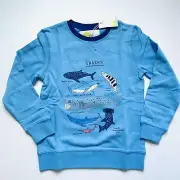 Mini Boden NWT shark whale boy sweatshirt 11/12