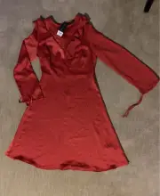 NEW floaty red dress lds 10 fitted at waist to A line tags on Dorothy Perkins UK