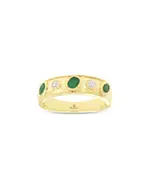 Bloomingdale's Fine Collection Emerald & Diamond Bezel Band in 14K Yellow Gold