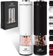 Electric Salt and Pepper Grinder Set - Battery Operated Stainless Steel Mills (1
