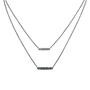 Aquamarine and Natural Diamond Accent Double Strand Bar Necklace in Sterling Silver