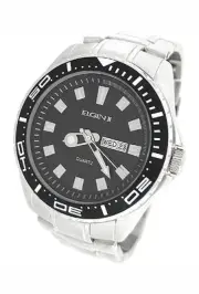 NEW ELGIN DAY AND DATE SILVER BRACELET MENS WATCH ELL5004M Retail $120