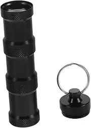 HANABASS Small Pill Box Keychain Black Portable Aluminium Alloy Mini Pill Organizer Box Case Container for Purse Waterproof Metal Pill Holder Medicine Bottle for Outdoor Camping Travel