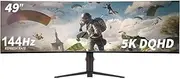 YOGAES 49 Inch Dual QHD (5120 x 1440) IPS Surface Gaming Display, 75Hz, Montior. HDR 400, Hidden Inside, USB-C, Interchangeable VESA 100x100 mm, Tilt Adjustable