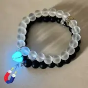 Fashion Jewelry 2pcs Handmade Crown Beaded Charms Bracelet Luminou Heart Glow In