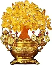 Feng Shui Money Tree, Citrine Gemstone Tree ，Bonsai Style Money Trees Decoration for Luck and Wealth，for Fortune Good Luck Wealth Prosperity and Success(Large)