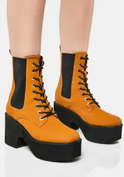 [Lemon Drop by Privileged] Camel Ruben Platform Combat Boots