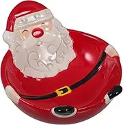 TOKIDNY Ceramic Santa Candy Bowl Festive Embossed Serving Bowl for Christmas Treats Dried Fruit Storage for Home Entertaining