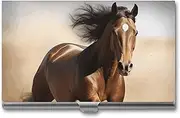 [VFMKT] Slim Metal Business Card Holder Portable Business Card Case Pocket Name Card Holder Running Horse Wallet for Men Women Office Travel, style, One Size