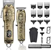 RESUXI Mens Hair Clippers and Trimmers Set,Professional Cordless Barber Clippers Beard Trimmer Hair Cutting Kit, Barber Accessories for Men Grooming Haircut Kit USB Rechargeable Adjustable