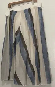 CHICO'S Women’s Tribal Stripes Pull-On Skirt Dark Butterscotch Size 3 NWT