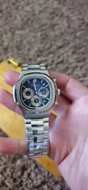 NWT New mens Luxury quartz chronograph watch Silver Chrome Chenxi