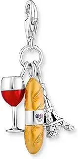 [Thomas Sabo] Charm Pendant with Red Wine Glass, Eiffel Tower & Baguette
