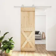 Sliding door 70x210 cm white solid wood space-saving modern design 3094