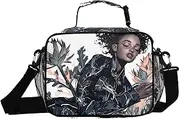 Woman Floral Abstract Insulated Lunch Box for Women Men - Ideal for Work, Picnics - Includes Adjustable Shoulder Strap