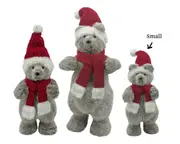 bulk 4 Xmas Randolph Bear W Red Hat/Scarf Sml 16x34cm