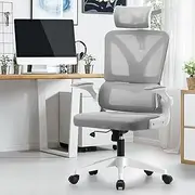 Oikiture Ergonomic Chair with Hige Breathable Mesh Back and Individual Lumbar Pillow Home Office Computer Desk Chair White