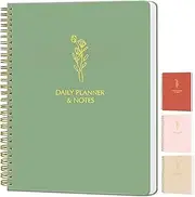 Simple Daily Planner Undated with Hourly Schedule - 6.5x9.25" Sage Green Day Planner & Spiral To Do List Notebook - Aesthetic and Cute Work Journal, Task Organizer Notepad and Productivity Planners