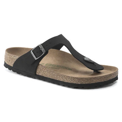 BIRKENSTOCK Gizeh Vegan Birkibuc Sandals Black New
