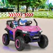 Costway12V 2-Seater Kids Ride On Car with Light Music &amp;amp; Electric Remote Control-Pink