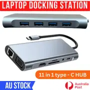 Laptop Docking Station USB-C HUB Type-C PD USB 3.0 Adapter 4K HDMI VGA TF SD