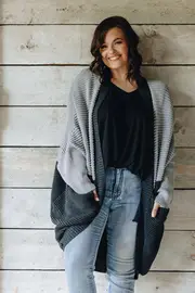 Cosy Block Ribbed Cardigan--PQC-506J29K01