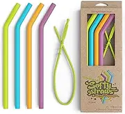 Reusable Silicone Drinking Straws - Big Size with Curved Bend for Tumblers Made from no-BPA No-Rubber Silicon - Flexible, Collapsible, Chewy, Bendy, Safe for Kids/Toddlers