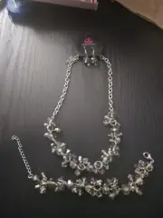paparazzi Crystal Rhinestone Necklace, Bracelet And Earrings Set