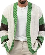 [Generic] Men Open Front Long Sleeve Knit Cardigan Shawl Collar Lightweight Cardigans Sweater Open Front Men Casual Knit Sweater