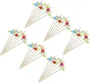 CHICAMPERA 100pcs Decorative Fruit Picks Rose Toothpicks for Party Wedding Valentine Day Appetizer Toothpicks for Easy Cleanup and Versatile Use