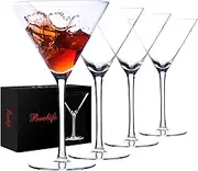 Martini Glasses Set of 4-8oz Coupe Glass Set with Stem - Handblown Crystal Cocktail Glasses - Elegant Cocktail Glasses for Bar, Margarita, Cosmopolitan, Manhattan, Gimlet