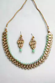 Indian jewellery bollywood necklace and set White/gold/silver/green - Bangali