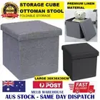 NEW - PREMIUM LARGE LINEN STORAGE OTTOMAN CUBE FOOT STOOL SEAT - TOY STORAGE BOX