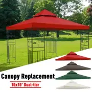 10'x10' Gazebo Canopy Top Replacement 2 Tier UV30 Patio Pavilion Sunshade Cover