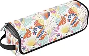 [sanluoli] Hair Tool Travel Bag for Women and Heat Resistant Mat Carrying Case Flat Curling Iron Waterproof Organizer Playful Bizarre Leaves Portable Organizer